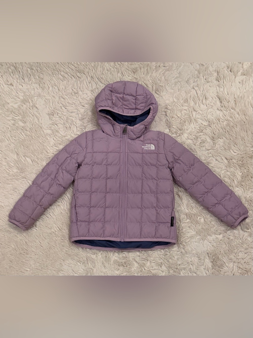 The North Face Reversible ThermoBall Hooded Puffer Jacket Kids 4 Purple Blue